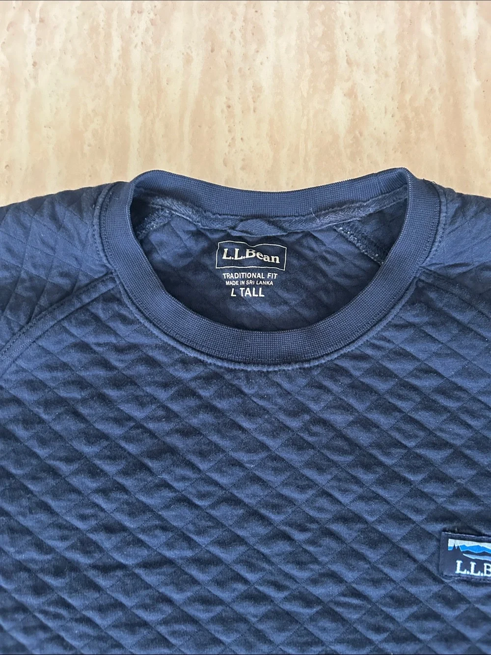 L.L. Bean Men’s Quilted Navy Crewneck Sweater
